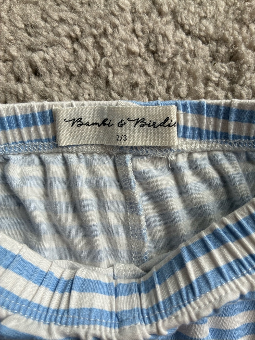 Bambi & Birdie Bamboo Baby Blue and White Striped Shorts - Picture 2 of 7